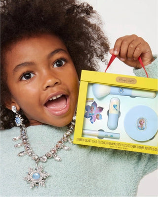 Super Smalls Disney Frozen Elsa makeup kit with colorful makeup products and themed packaging for kids' dress-up and play.