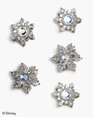 Super Smalls Disney Frozen Snowflake Hair Clips
Set of snowflake-shaped earrings with gemstones on a white background, Disney brand visible.