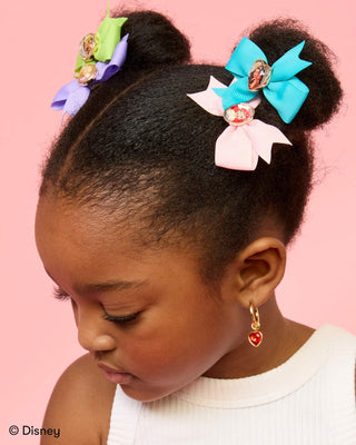 Super Smalls Disney Princess 5 Piece Mini Hair Bows
Child with colorful hair bows on a pink background