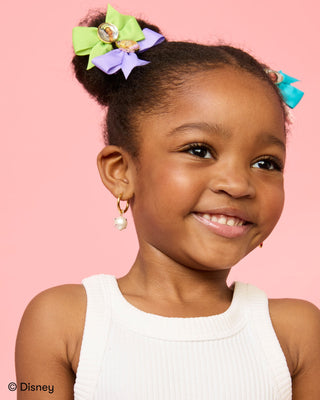 Super Smalls Disney Princess 5 Piece Mini Hair Bows
Young girl with colorful hair bows on a pink background