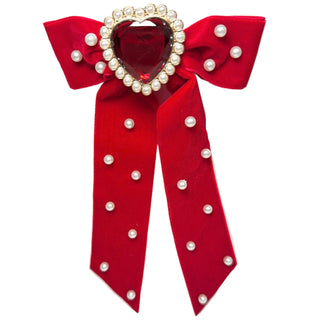 Super Smalls Ruby Red Large Hair Bow
Red bow with pearl embellishments on a white background