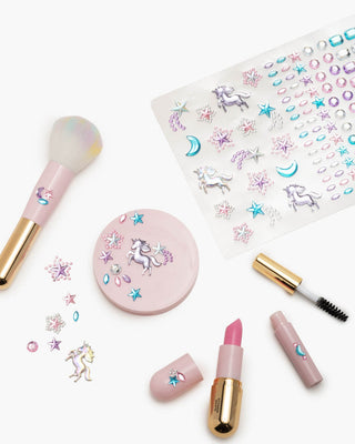 Super Smalls Unicorn Makeup Play Kit
Makeup set with unicorn-themed accessories on a white background