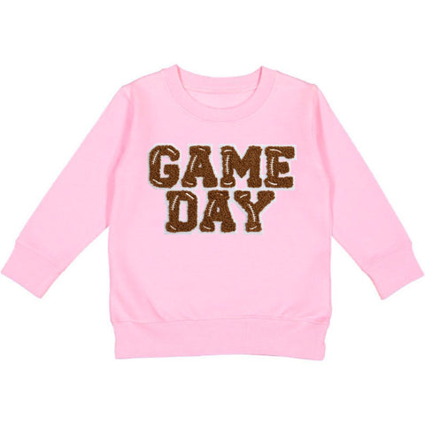 Sweet Wink Game Day Patch L/S Pink Sweatshirt, Sweet Wink, cf-size-2t, cf-size-3t, cf-size-4t, cf-size-5-6y, cf-type-shirts-&-tops, cf-vendor-sweet-wink, Football, Football Sweatshirt, Game D
