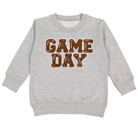 Sweet Wink Game Day Patch L/S Gray Sweatshirt, Sweet Wink, cf-size-3t, cf-size-4t, cf-size-5-6y, cf-type-shirts-&-tops, cf-vendor-sweet-wink, Football, Football Sweatshirt, Game Day, Patch Sw