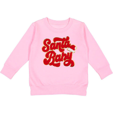 Sweet Wink Santa Baby Patch Sweatshirt - Pink, Sweet Wink, All Things Holiday, cf-size-2t, cf-size-3t, cf-size-4t, cf-size-5-6y, cf-size-7-8y, cf-type-sweatshirt, cf-vendor-sweet-wink, Christ