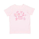 Sweet Wink 1st Birthday Icon Short Sleeve T-Shirt - Ballet
Pink t-shirt with floral design and 'ONE' text on a white background