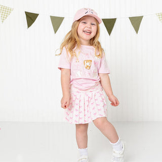 Sweet Wink Baseball Cutie Short Sleeve T-Shirt - Ballet
Child wearing a pink outfit with a white background