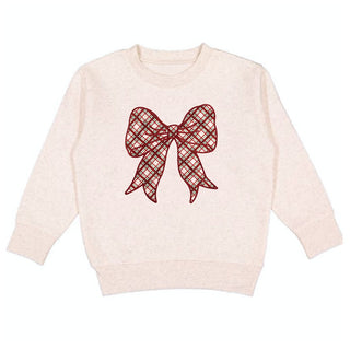 Sweet Wink Christmas Plaid Bow Patch Sweatshirt - Natural
Beige sweater with a red plaid bow design on a white background
