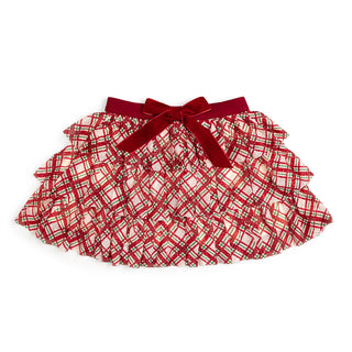 Sweet Wink Christmas Plaid Bow Tiered Tutu
Red and white plaid skirt with a red bow on a white background