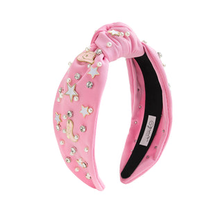 Sweet Wink Cowgirl Cutie Western Gemstone Headband
Pink headband with star and moon designs on a white background