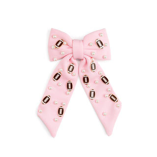 Sweet Wink Football Pearl Bow Clip