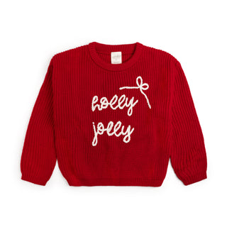 Sweet Wink Holly Jolly Bow Christmas Knit Sweater - Kids
Red sweater with 'holly jolly' text on a white background