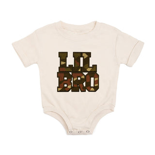 Sweet Wink Lil Bro Camo Patch Short Sleeve Romper - Natural