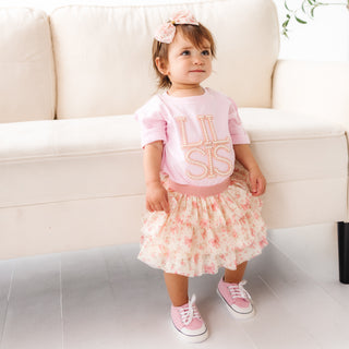 Sweet Wink Lil Sis Pearl Patch Short Sleeve Romper - Ballet