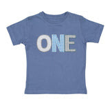 Sweet Wink ONE Patchwork Patch  Short Sleeve T-Shirt - Indigo
Blue t-shirt with 'ONE' printed on it against a white background