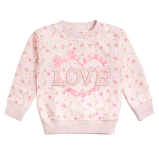 Sweet Wink Pink Rose Love Patch Sweatshirt - Pink
Pink sweatshirt with floral pattern and 'LOVE' text on a white background