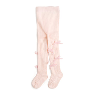Sweet Wink blush velvet bow tights showing soft fabric and a decorative bow detail for a stylish look.