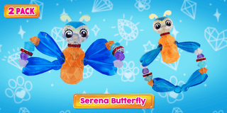 Serena Butterfly Twisty Petz 2 Pack
Two Serena Butterfly toys in a 2-pack on a blue background with decorative elements.
