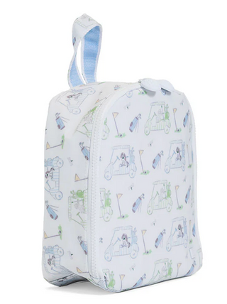 TRVL Designs Bring It! Lunch Bag - Putt Putt
White shoe bag with blue and green patterns on a white background