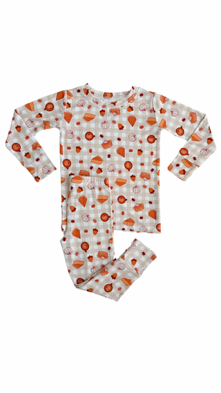 In My Jammers Tan Gingham Pumpkin Pie L/S 2pc Set