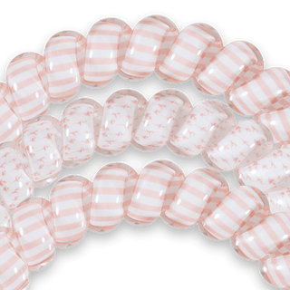 Teleties Ballet Hair Ties - Large
Close-up of pink glass beads on a black background