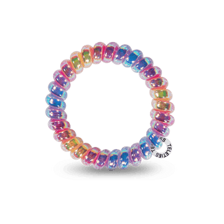 Teleties  Eat Glitter for Breakfast Hair Ties - Large
Multicolored hair tie on a black stand with a green background