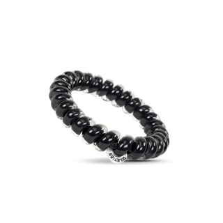 Teleties Jet Black Hair Ties - Large
Black hair tie with a brand logo on a transparent background