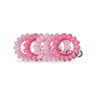 Teleties Pretty in Pink Hair Ties - Tiny
Set of pink hair ties on a black background