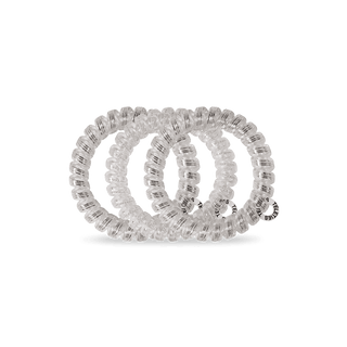 Teleties Silver Slay Hair Ties - Large
Set of clear plastic coils on a green background