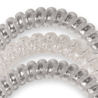 Teleties Silver Slay Hair Ties - Small
Close-up of a bracelet with clear beads on a transparent background