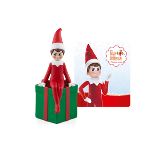 Tonies Character: The Elf on the Shelf
Two Christmas elves in red outfits with white hats on a green box, with a smaller image of the Elves on a Shelf logo in the corner.