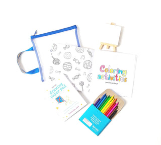 Tiny Easel Color-N-Go Set
Coloring book with activity pages, a set of colored pencils, and an easel on a white background.