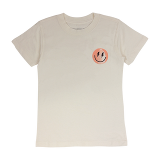 Front view of Tiny Whales Leisure Club Tee in natural color, soft cotton t-shirt with a relaxed fit and casual style.