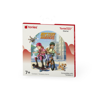 Tonieplay Mystery Mavericks: Rescue Poochie! Game
Tonies Mystery Movericks game box with children on a scooter and bike, and a dog.