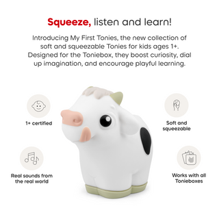 Tonies Character - My First Tonies: Cow
White cow-shaped toy with text about My First Tonies on a white background