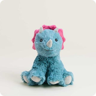 Triceratops Warmies Junior
Blue plush toy with pink hair on a white background
