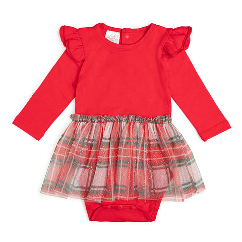 Sweet Wink Christmas Plaid L/S Tutu Bodysuit, Sweet Wink, All Things Holiday, cf-size-0-3-months, cf-size-12-18-months, cf-type-tutu, cf-vendor-sweet-wink, Christmas, Christmas Plaid, Christm