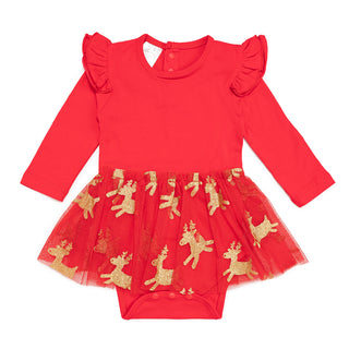 Sweet Wink Reindeer Sequin L/S Tutu Bodysuit, Sweet Wink, All Things Holiday, Christmas, Christmas Tutu Dress, Reindeer, Sweet Wink, Sweet Wink Christmas, Sweet Wink Holiday, Sweet Wink Tutu 