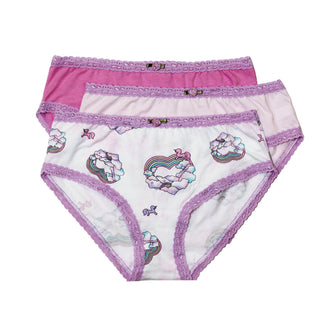 Esme 3pc Panty Set - Unicorn Love
Two pairs of girls' underwear with unicorn design on a white background