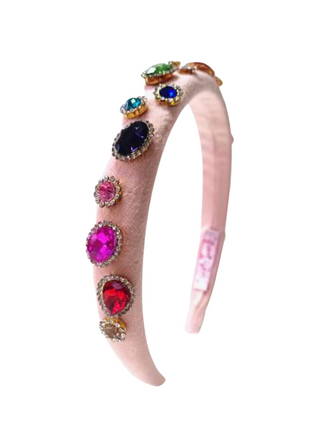 Bari Lynn Thin Padded Jewel Headband - Pink, Bari Lynn, Bari Lynn, Bari Lynn Headband, Bari Lynn Headbands, cf-type-headband, cf-vendor-bari-lynn, Headband with Jewels, pink, Thin Padded Jewe