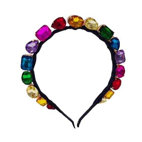 Bari Lynn Standing Multi Jewel Headband - Black / Rainbow, Bari Lynn, Bari Lynn, Bari Lynn Headband, Bari Lynn Headbands, Black, cf-type-headband, cf-vendor-bari-lynn, Headband with Jewels, J