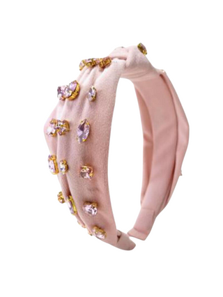 Bari Lynn Velvet Multi Shape Jeweled Knot Headband - Pink, Bari Lynn, Bari Lynn, Bari Lynn Headband, Bari Lynn Headbands, cf-type-headband, cf-vendor-bari-lynn, Pink, Velvet Headband, Velvet 