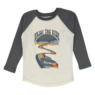 Tiny Whales Enjoy the Ride L/S Raglan - Natural/Faded Black