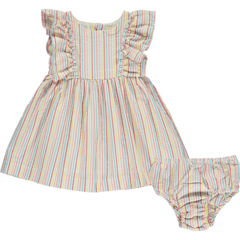Vignette, Vignette Michelle Ruffle Dress - Candy Stripe Seersucker - Basically Bows & Bowties
