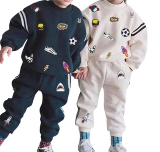 Lola and The Boys Varsity Patch Jogger Set - Navy