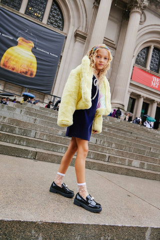 Lola and the Boys Velvet Bow Princess Dress - Navy