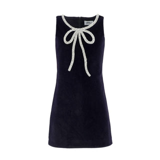 Lola and the Boys Velvet Bow Princess Dress - Navy