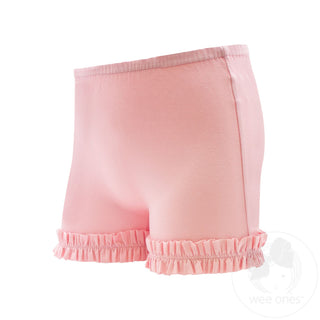 Wee Ones Ruffle Wundershorts™ - Pink
Pink shorts with ruffled hem on a white background