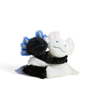 Warmies Axolotl Hugs 
Plush toy resembling a black and white creature with blue hair on a white background