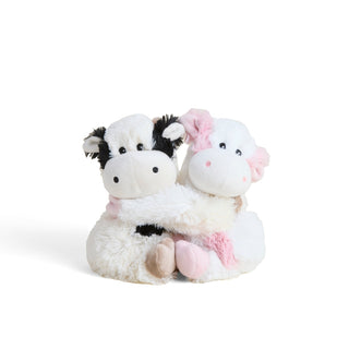 Warmies Cow HUGS
Pair of plush cow slippers on a white background